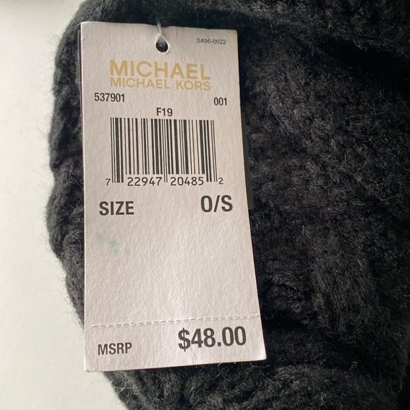 MICHAEL Michael Kors Patchwork Cable-Knit Hat Black - Picture 7 of 8